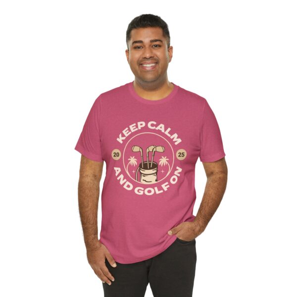 Keep Calm and Golf On Unisex Jersey Tee - Perfect for Golf Lovers - Image 44