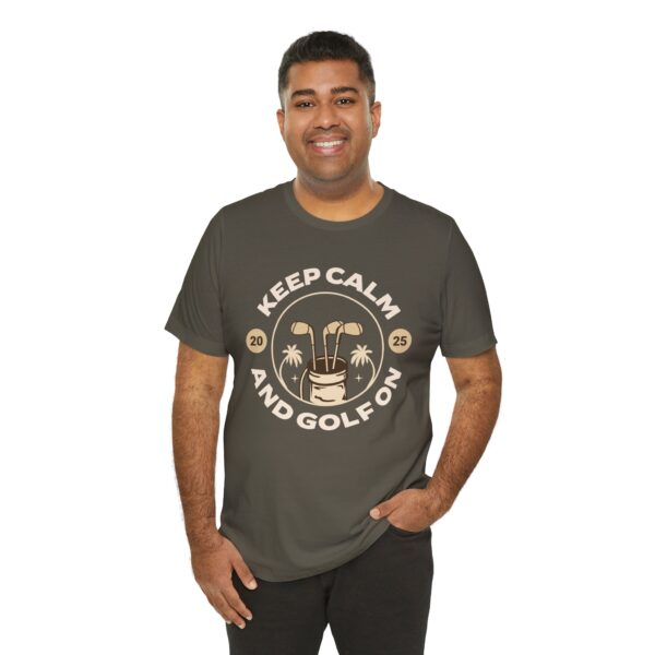 Keep Calm and Golf On Unisex Jersey Tee - Perfect for Golf Lovers - Image 19