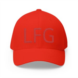 Stylish Embroidered Golf Cap "LFG" in subdued style (Red on Red) for Golf Outings with Friends, Gifts, and/or Sports Events.