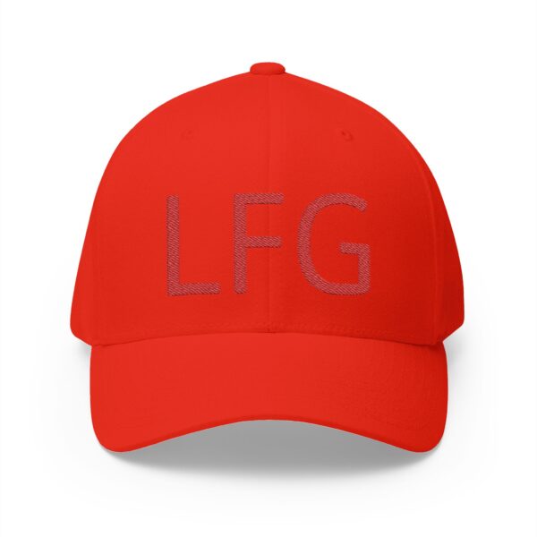 Stylish Embroidered Golf Cap "LFG" in subdued style (Red on Red) for Golf Outings with Friends, Gifts, and/or Sports Events.
