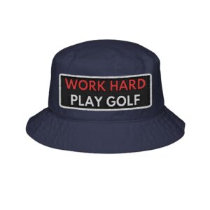 Work Hard Play Golf Embroidered Bucket Hat - Stylish Summer Accessory for Golf Enthusiasts