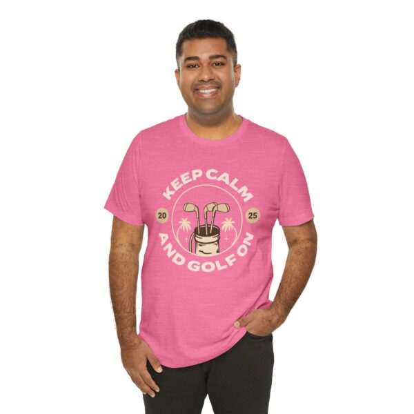 Keep Calm and Golf On Unisex Jersey Tee - Perfect for Golf Lovers - Image 34