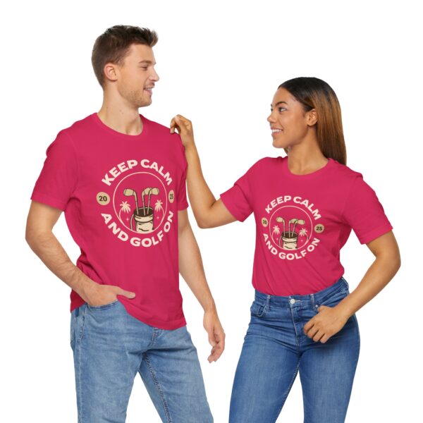 Keep Calm and Golf On Unisex Jersey Tee - Perfect for Golf Lovers - Image 37