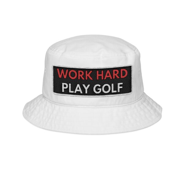 Work Hard Play Golf Embroidered Bucket Hat - Stylish Summer Accessory for Golf Enthusiasts - Image 2