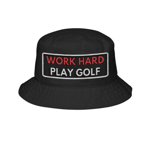 Work Hard Play Golf Embroidered Bucket Hat - Stylish Summer Accessory for Golf Enthusiasts - Image 3