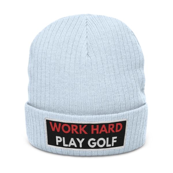Work Hard Play Golf Ribbed Knit Beanie - Image 13