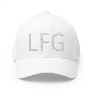 Stylish Embroidered Golf Cap "LFG" in subdued style (White on White) for Golf Outings with Friends, Gifts, and/or Sports Events.